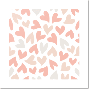 Seamless powder pink hearts pattern Posters and Art